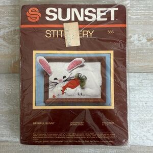 Sunset Stitchery Crewel Embroidery Bashful Bunny Kit 586 Fits 5"x7" Frame